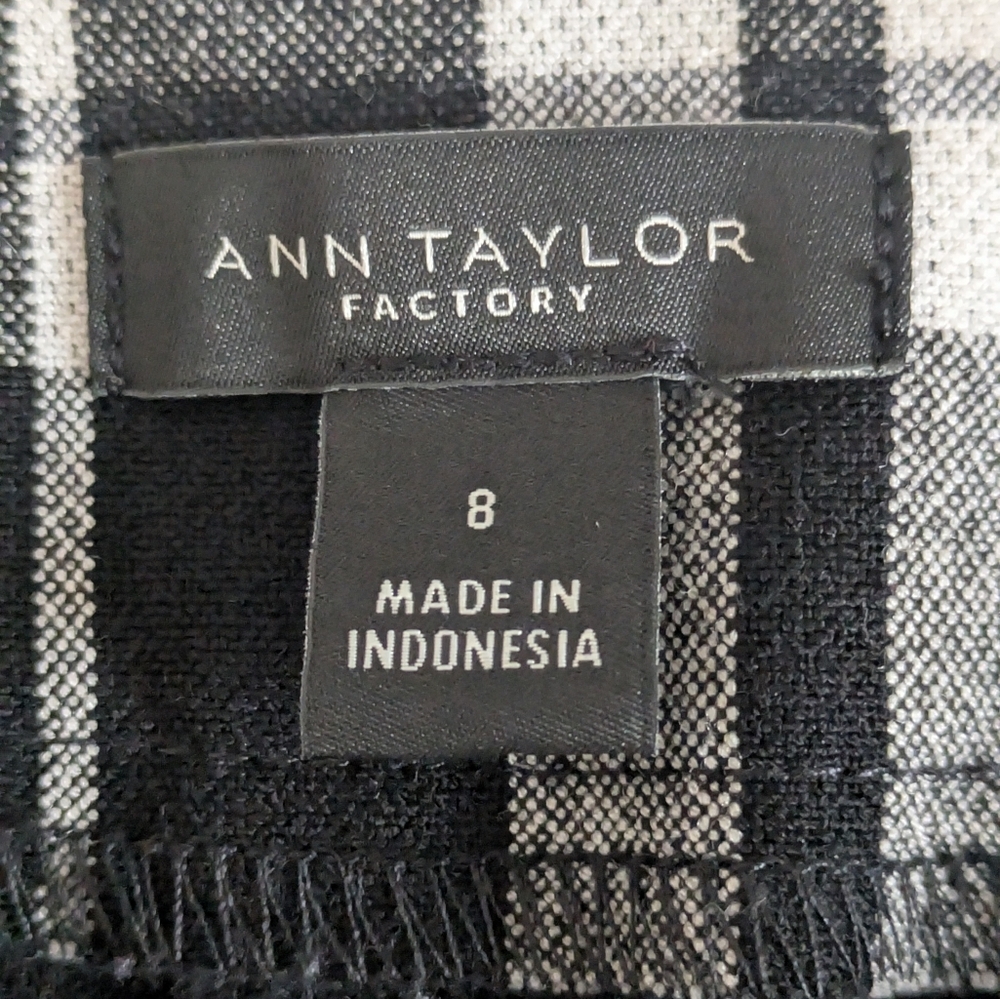 Ann Taylor Womens Plaid Dress Pants Size 8 Black White Stretch Straight EUC - Picture 9 of 14